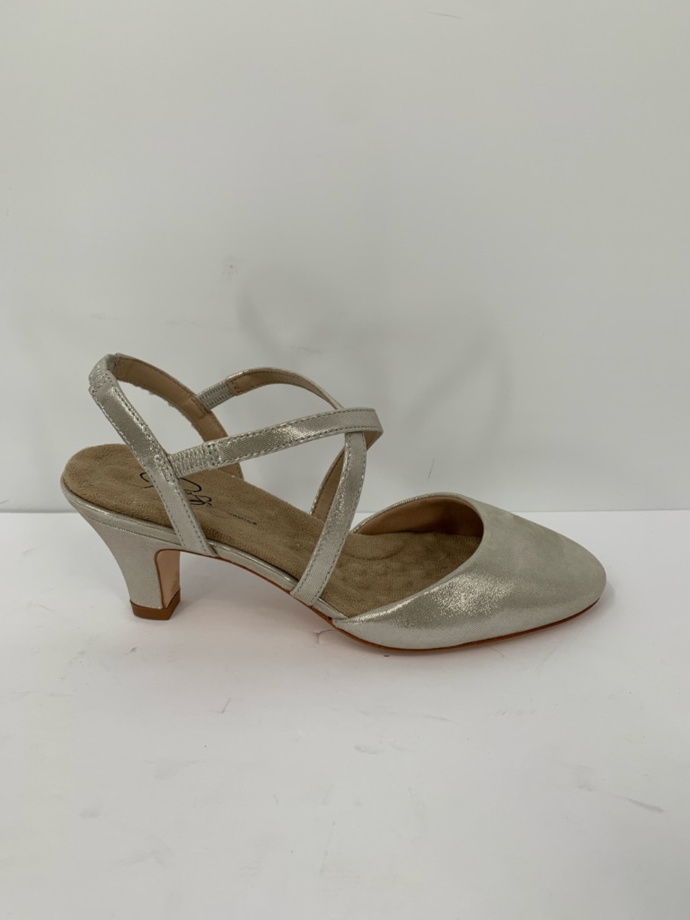 Ros Hommerson Caliente strappy pumps shoe heel silver glitter metallic 8.5 WIDE